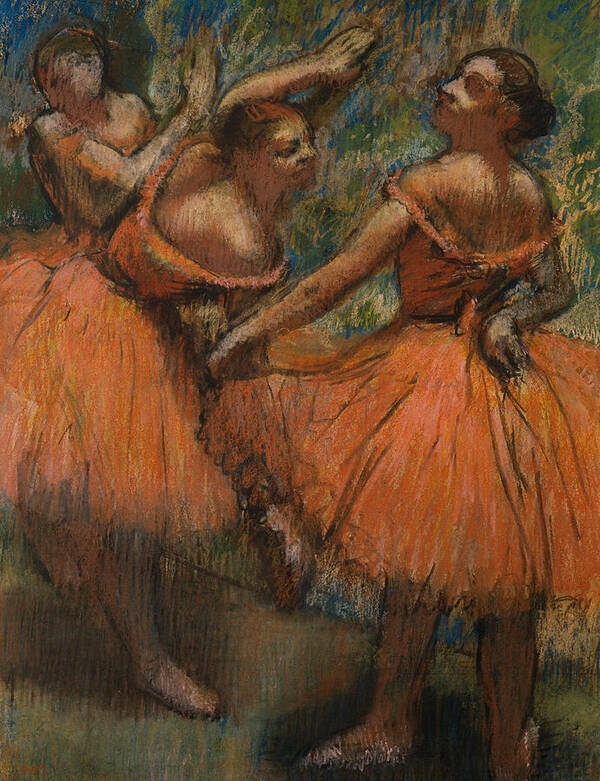 Female Poster featuring the painting Les Jupes Rouge by Edgar Degas