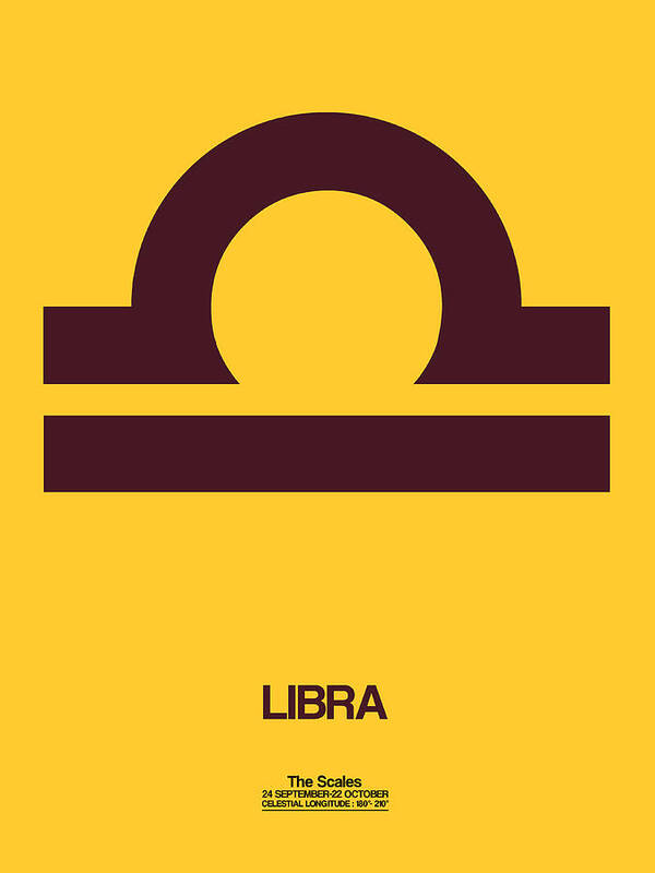 Libra Poster featuring the digital art Libra Zodiac Sign Brown by Naxart Studio