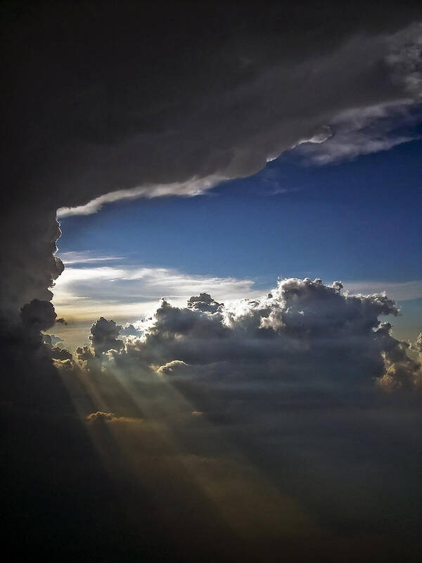 Light Shafts From Thunderstorm Poster featuring the photograph Light Shafts from Thunderstorm by Greg Reed