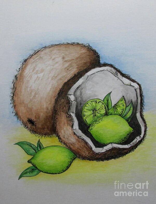 Lime Poster featuring the painting Lime In The Coconut by Catherine Howley