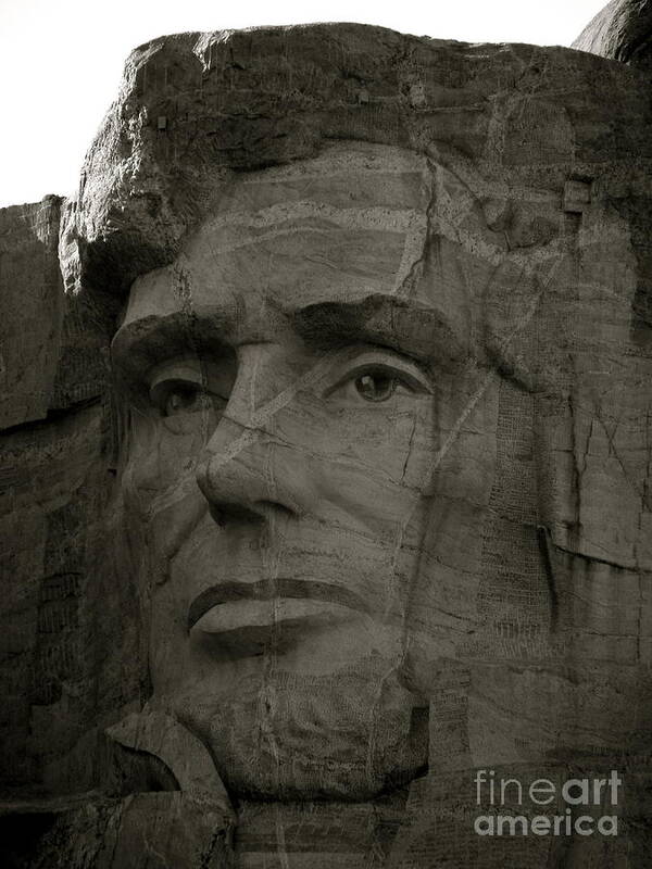 Mount Rushmore Poster featuring the photograph Lincoln Black and White by KD Johnson