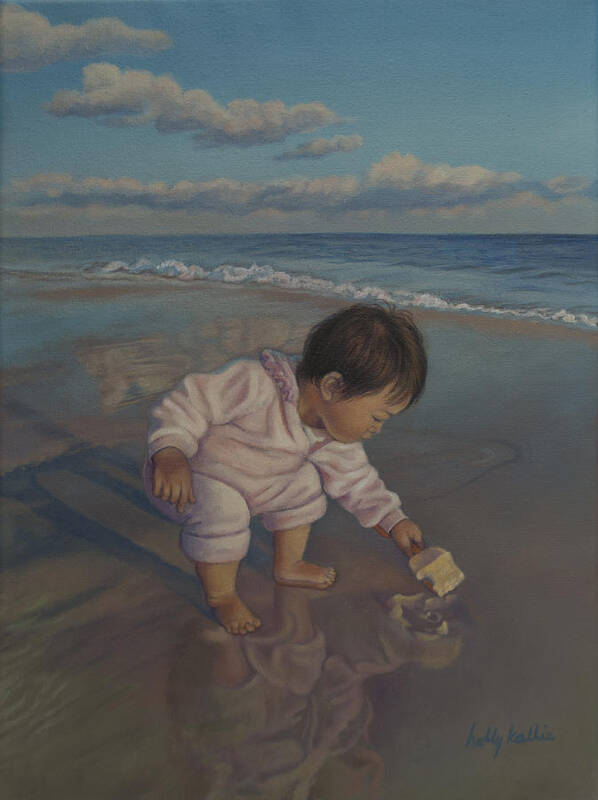 Seashore Poster featuring the painting Little Explorer by Holly Kallie