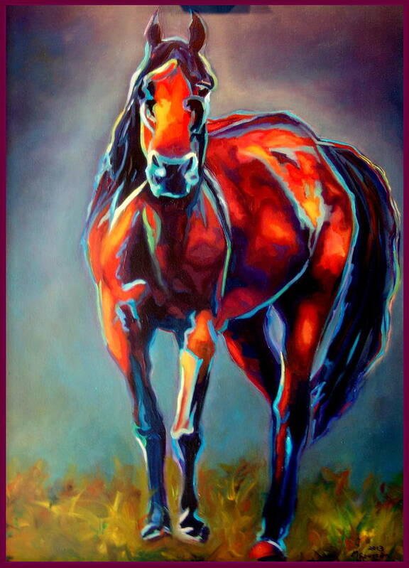 Horse Poster featuring the painting Lone Horse by MarvL Roussan