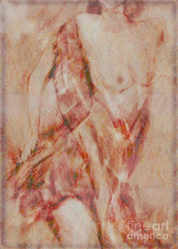 Nude Poster featuring the digital art Long Scarf by Gabrielle Schertz