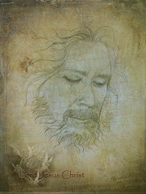 Lord Poster featuring the drawing Lord Jesus Christ by Cindy Collier Harris