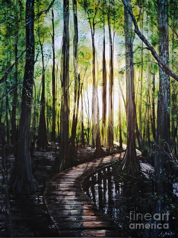 Painting Poster featuring the painting Louisiana Wildlife Throughway by Lizi Beard-Ward