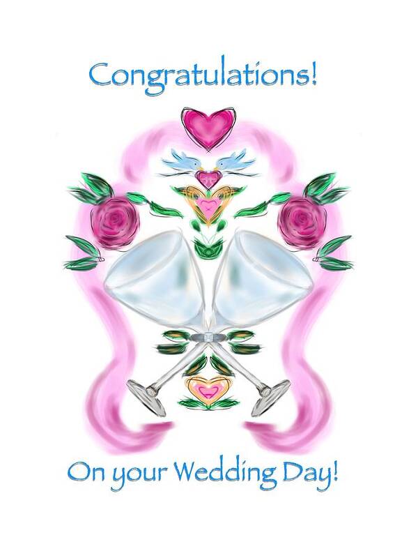 Greeting Card Poster featuring the digital art Love Birds White Wedding by Christine Fournier