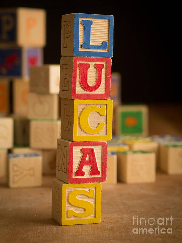 Alphabet Poster featuring the photograph LUCAS - Alphabet Blocks by Edward Fielding