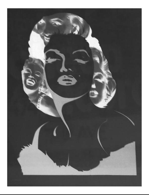 Marilyn Monroe Poster featuring the photograph M M I N N E G A T I V E B L A C K A N D W H I T E by Rob Hans