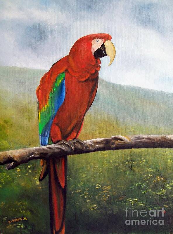 Bird Poster featuring the painting Macaw by Kenneth Harris