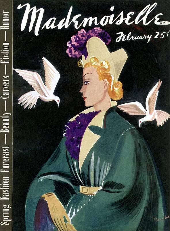 Fashion Poster featuring the photograph Mademoiselle Cover Featuring A Model In A Green by Elizabeth Dauber