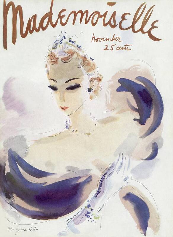 Fashion Poster featuring the photograph Mademoiselle Cover Featuring A Woman In A Gown by Helen Jameson Hall