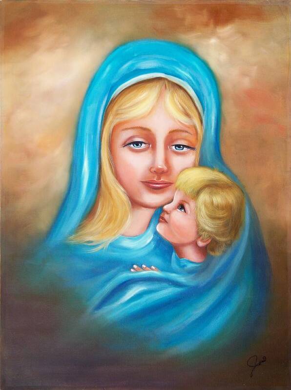 Christmas Poster featuring the painting Madonna and Child by Joni McPherson