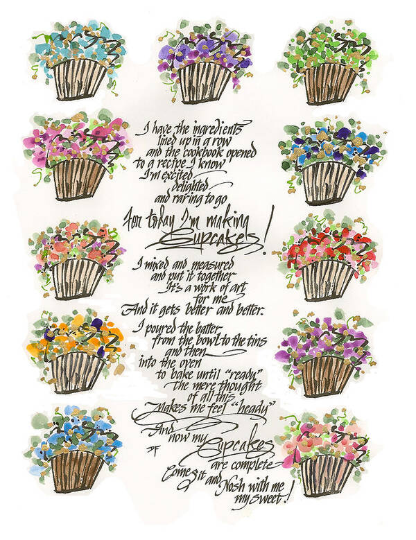 Recipe Poster featuring the painting Making Cupcakes by Darlene Flood