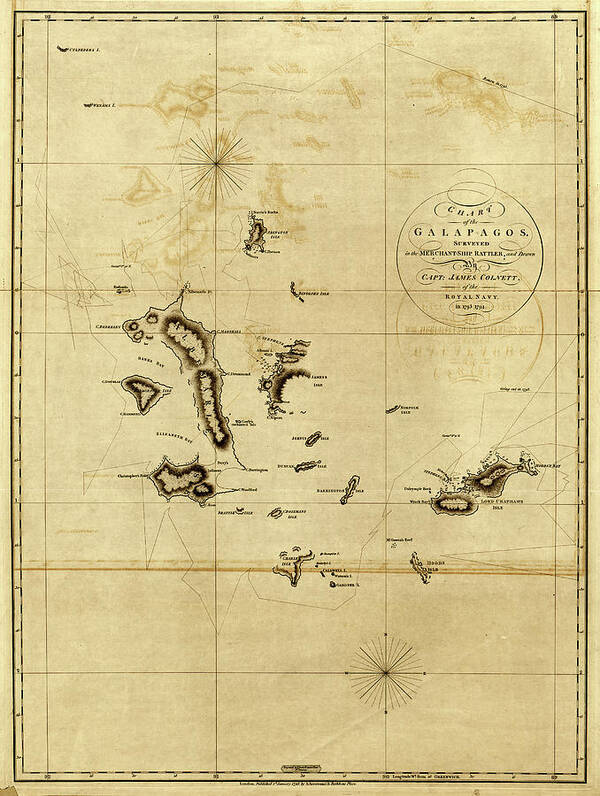 1798 Poster featuring the painting Map Galapagos, 1798 by Granger