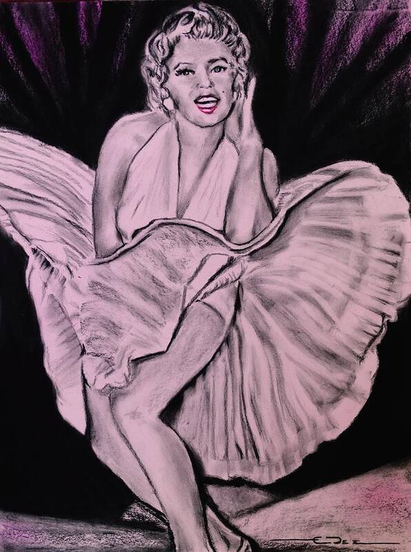 Marilyn Monroe Poster featuring the drawing Marilyn Monroe Pretty In Pink Lite by Eric Dee