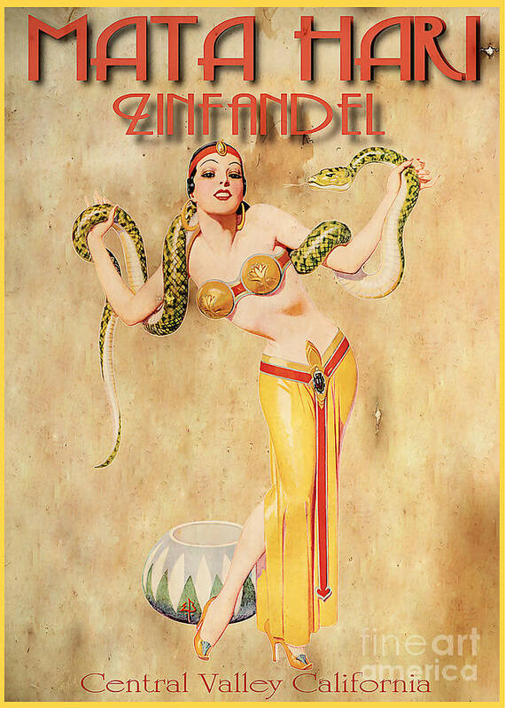 Wine Poster featuring the painting Mata Hari Vintage Wine Ad by Cinema Photography