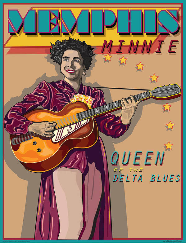 Memphis Minnie Poster featuring the digital art Memphis Minnie Queen Of The Delta Blues by Larry Butterworth