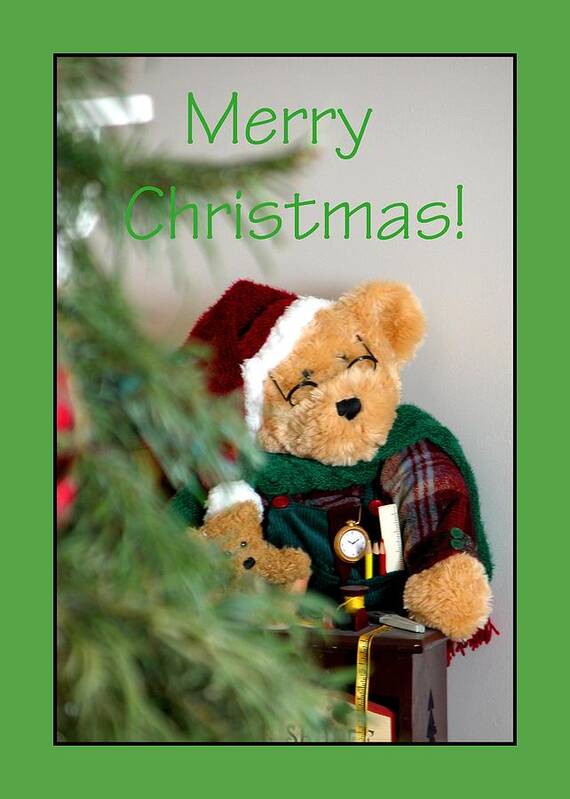 Celebrate Poster featuring the photograph Merry Christmas Bear 0722 by Jerry Sodorff