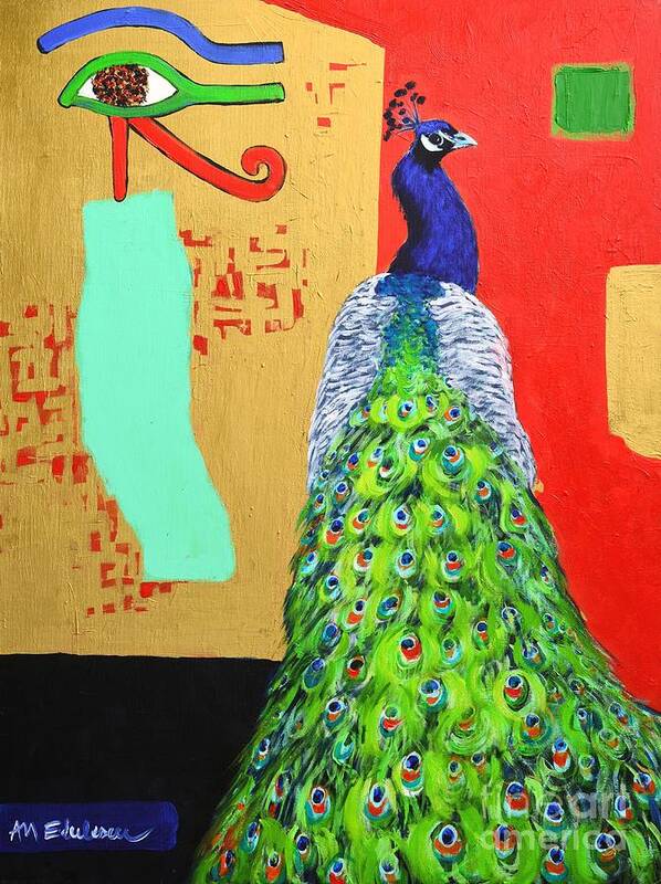 Peacock Poster featuring the painting Messages by Ana Maria Edulescu