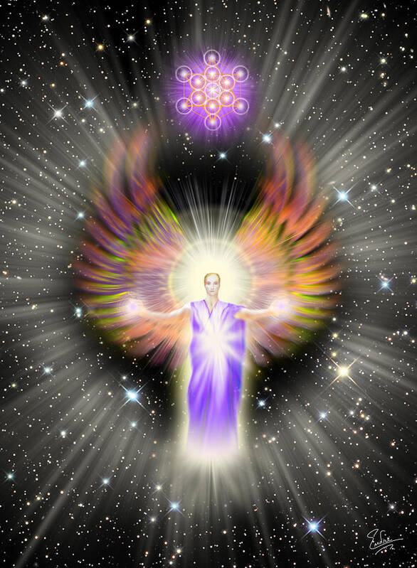 Metatron Poster featuring the digital art Metatron With Stars by Endre Balogh