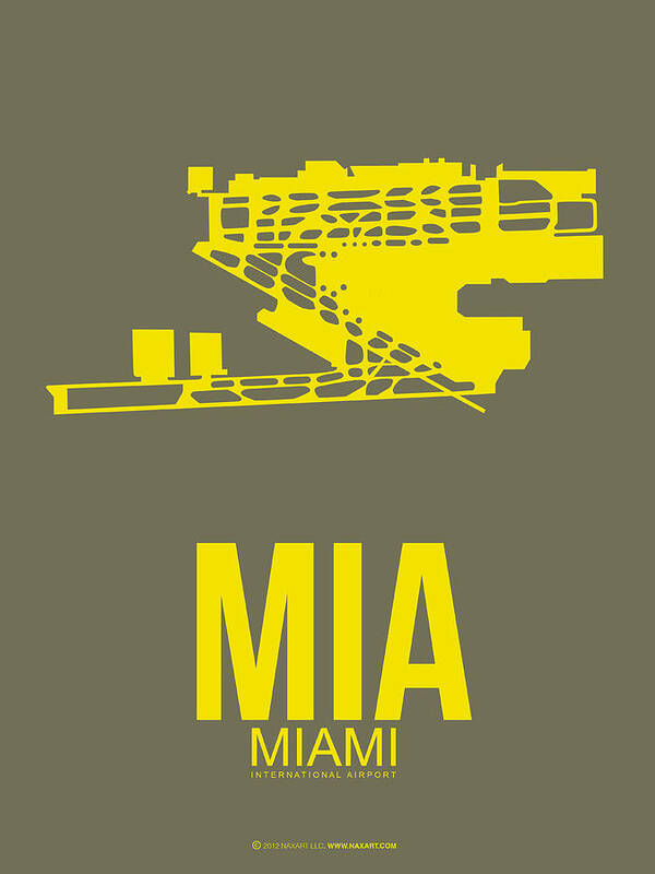 Miami Poster featuring the digital art MIA Miami Airport Poster 1 by Naxart Studio