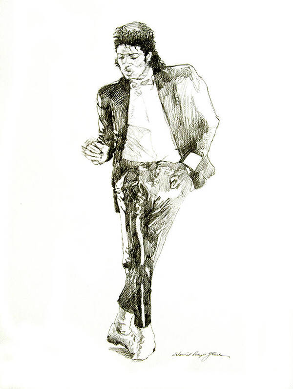 Michael Jackson Poster featuring the drawing Michael Jackson Billy Jean by David Lloyd Glover