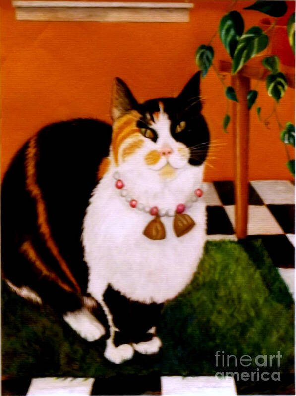 Cat Poster featuring the drawing Miss Calico Kitty by Carol Kovalchuk