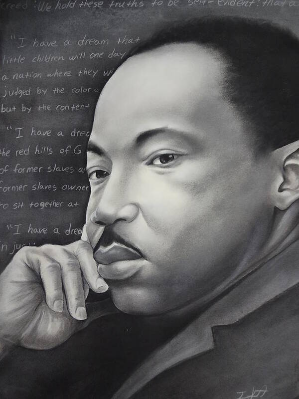 Pastel Mlk Jr Social Dreeam Black White Poster featuring the pastel Mlk jr by Idorenyin Sam Awak