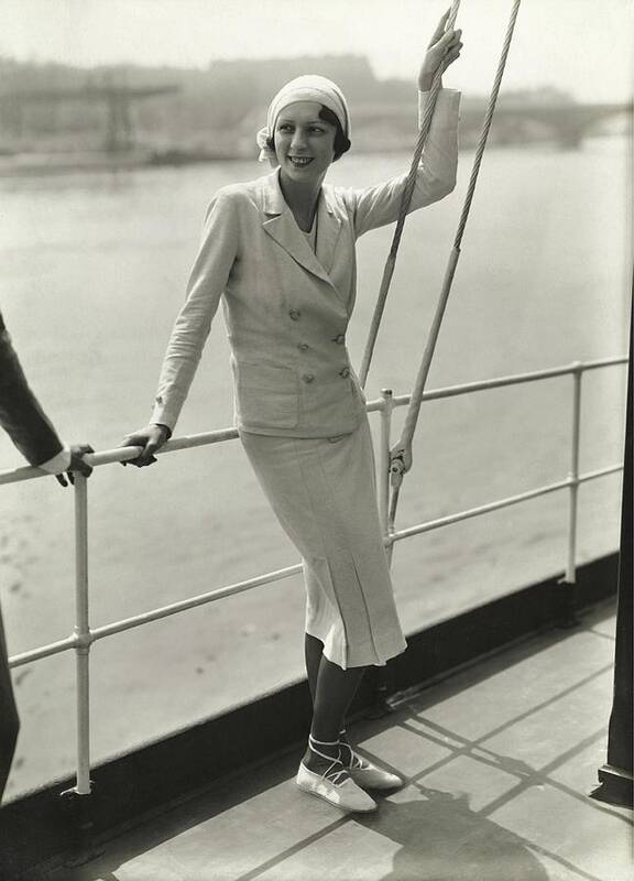 Fashion Poster featuring the photograph Model Wearing Yachting Suit By Jane Regny by George Hoyningen-Huene