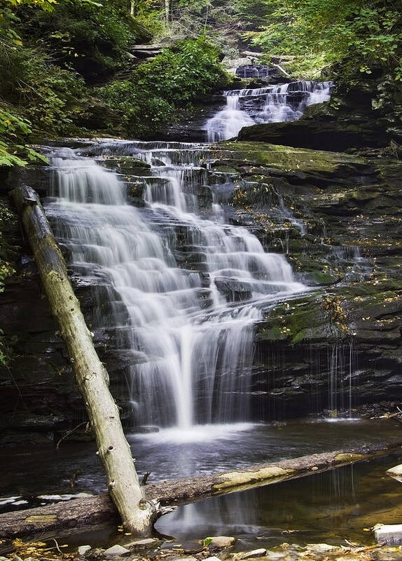 Ricketts Glen Poster featuring the photograph Mohican Falls by Paul Riedinger