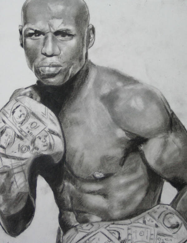 Floyd Mayweather Poster featuring the drawing Money Mayweather by Aaron Balderas