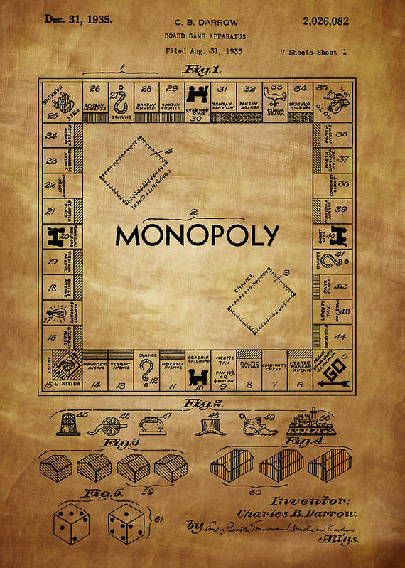 Monopoly Poster featuring the photograph Monopoly Patent 1935 by Chris Smith