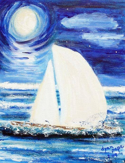 Moonlight Poster featuring the painting Moonlight Sail by Diane Pape