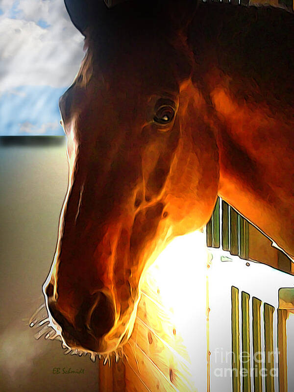 Horse Poster featuring the mixed media Morning Awaits by E B Schmidt