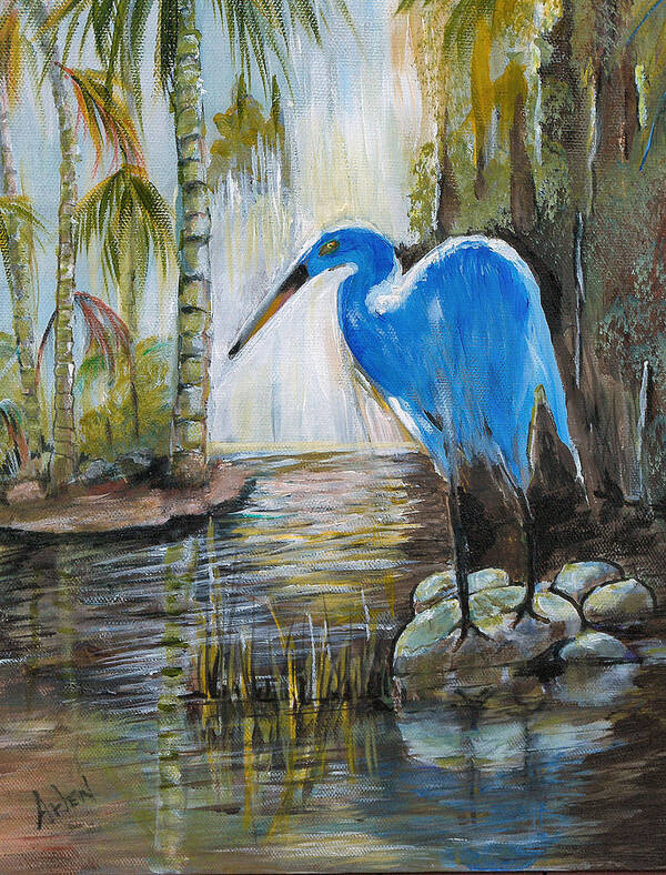 Florida Bird Poster featuring the painting Morning watch by Arlen Avernian - Thorensen