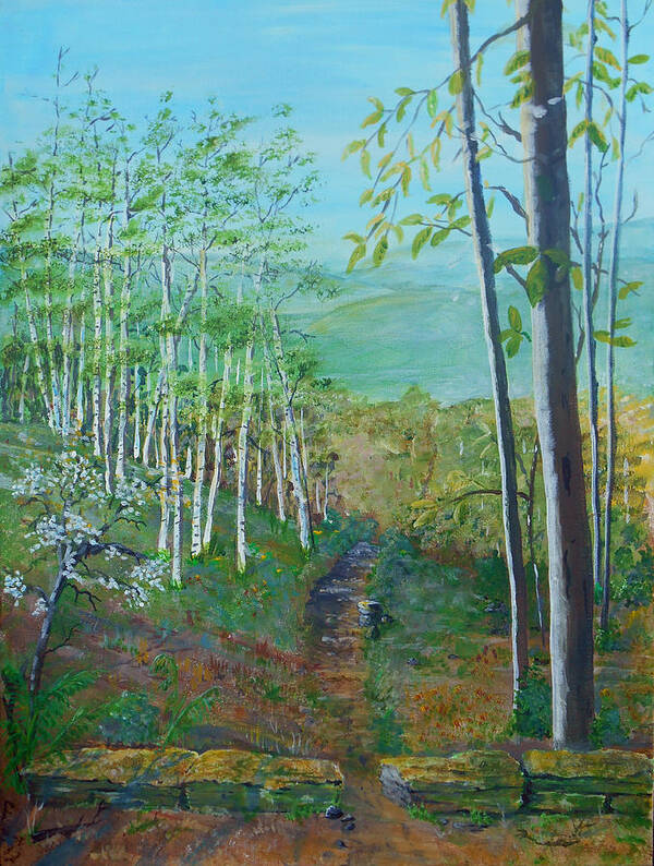 Trees Poster featuring the painting Mountain Path by Christine Lathrop