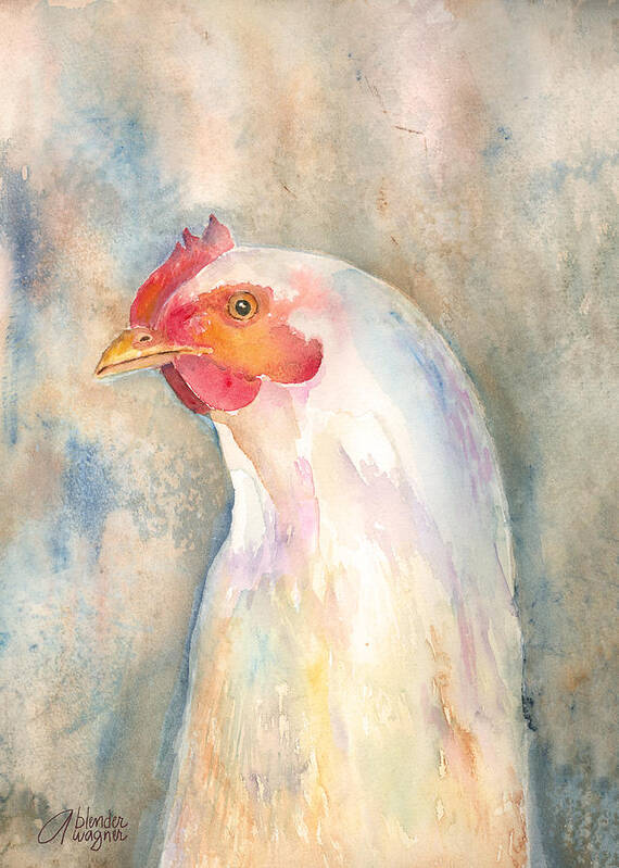 Chicken Poster featuring the painting Mrs.- In Love With Mr. by Arline Wagner