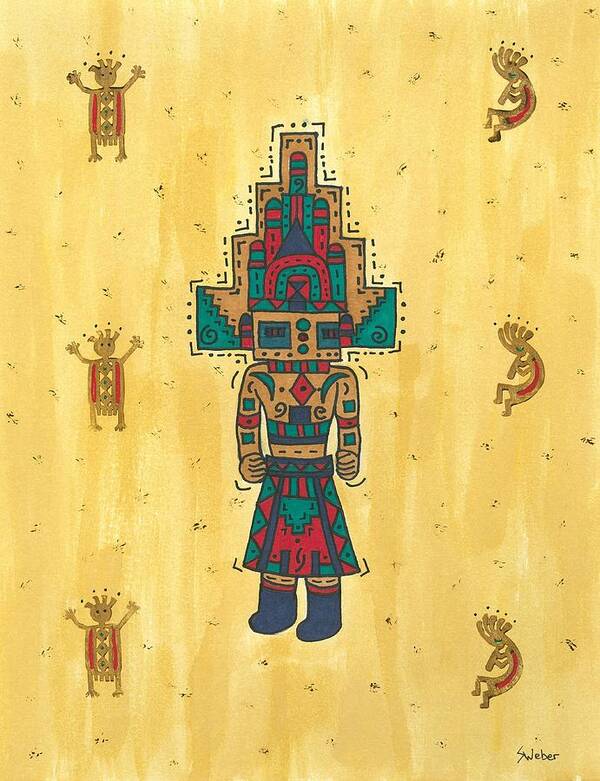 Mudhead Poster featuring the painting Mudhead Kachina Doll by Susie Weber
