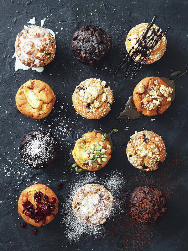 Nut Poster featuring the photograph Muffins With Nuts, Fruits And Chocolate by Eugene Mymrin