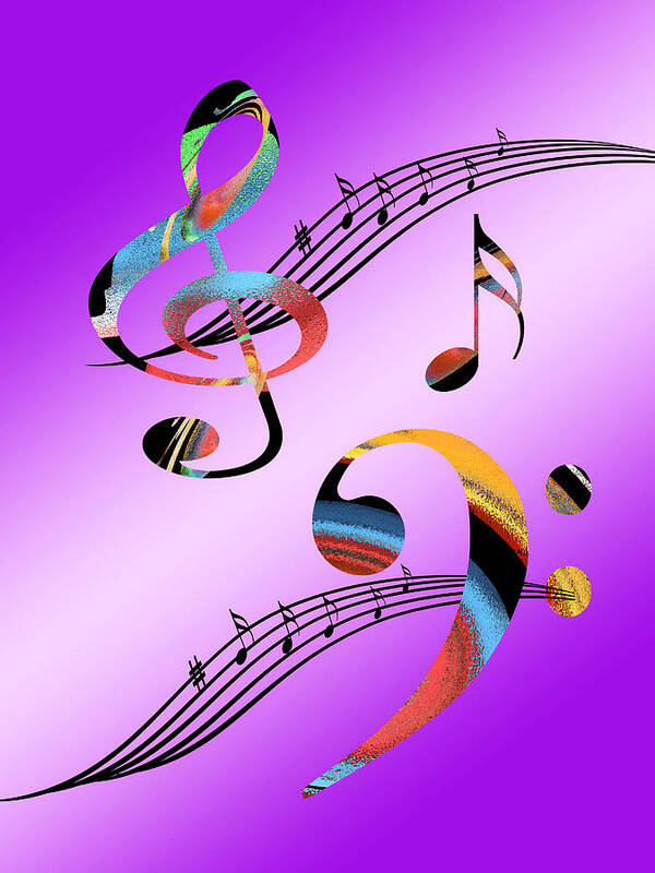 Music Poster featuring the digital art Musical Illusion by Gill Billington