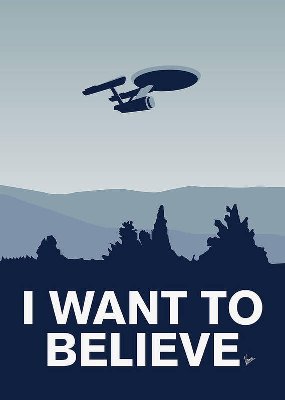 Classic Poster featuring the digital art My I want to believe minimal poster-Enterprice by Chungkong Art