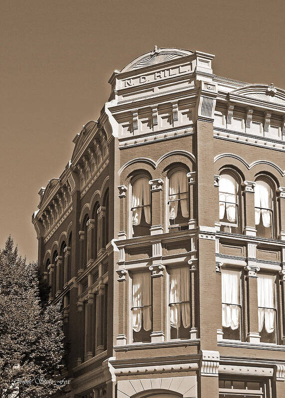 N_d_hill_building Poster featuring the photograph N. D. Hill Building. Port Townsend Historic District by Connie Fox