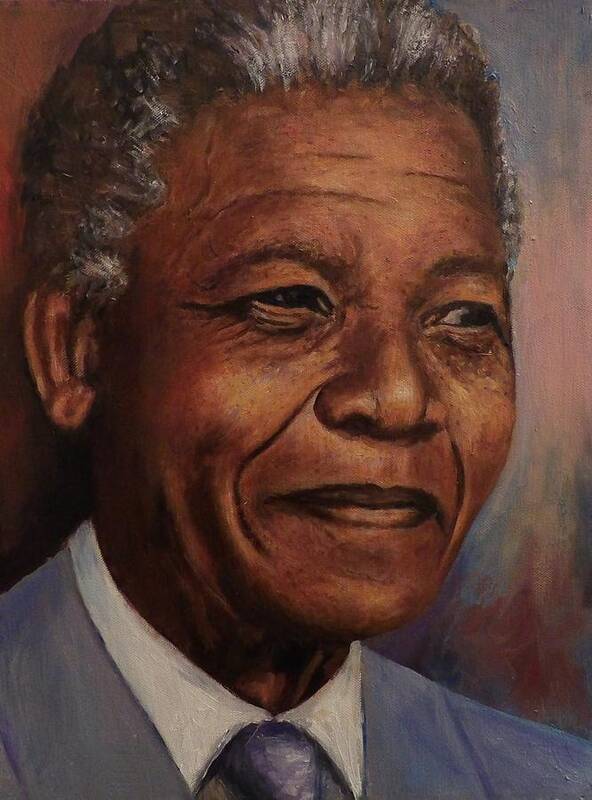 Nelson Mandela Poster featuring the painting Nelson Mandela by Samuel Daffa