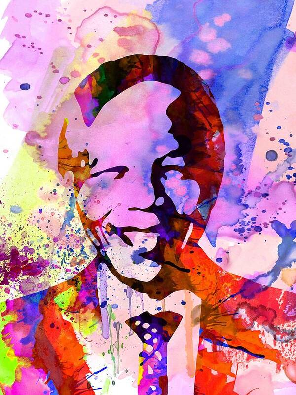  Poster featuring the painting Nelson Mandela Watercolor by Naxart Studio