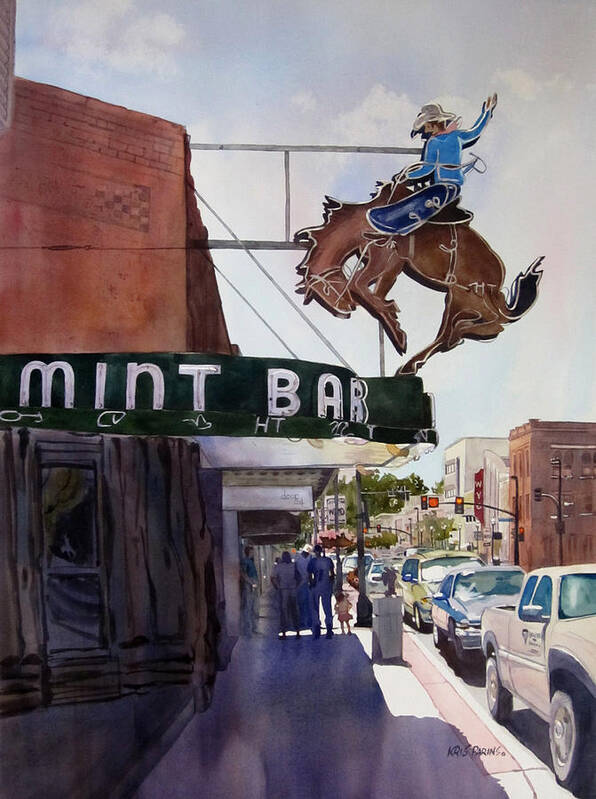 Kris Parins Poster featuring the painting Neon Cowboy by Kris Parins