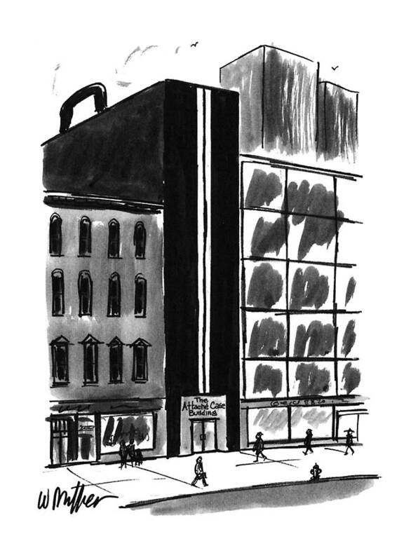 No Caption
A Block Of City Buildings. One Tall Poster featuring the drawing New Yorker August 21st, 1995 by Warren Miller
