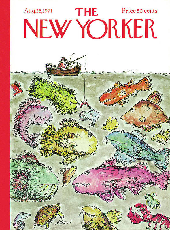 Fish Poster featuring the painting New Yorker August 28th, 1971 by Edward Koren