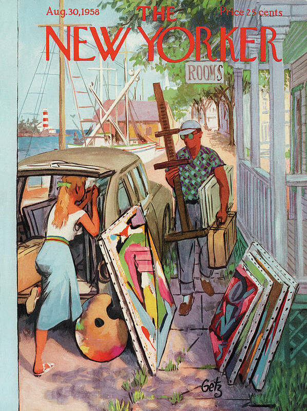 Arthur Getz Agt Poster featuring the painting New Yorker August 30th, 1958 by Arthur Getz