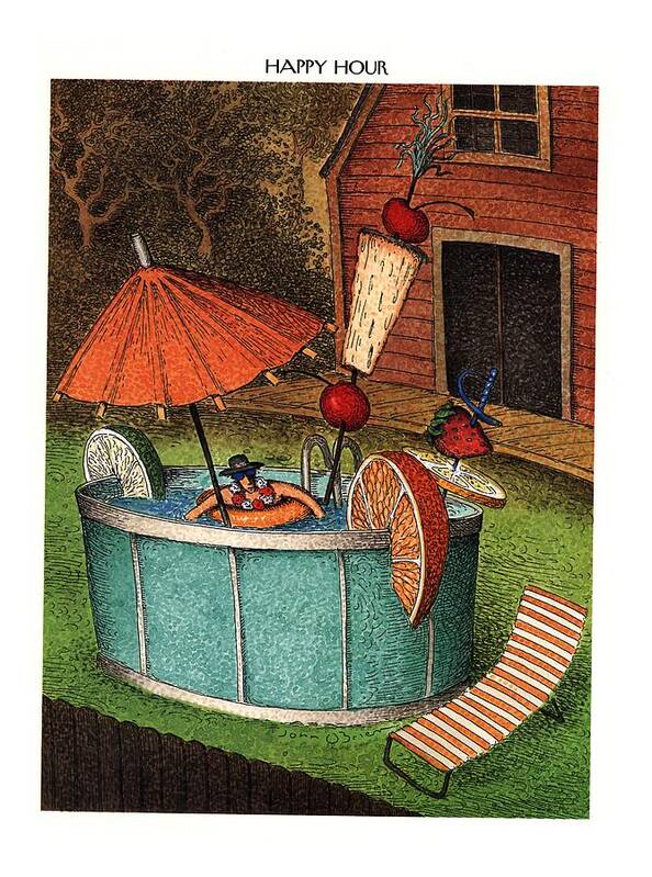 Happy Hour
(man Sits In Huge Pool With Various Fruits Submerged In The Pool Along With Him.)
Drinking Poster featuring the drawing New Yorker August 8th, 1994 by John O'Brien
